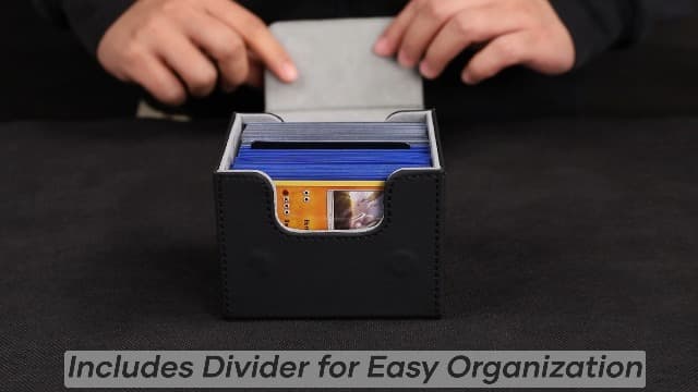 Mlikero Card Deck Box, Commander Deck Box Holds 100+ Double-Sleeved Cards with Divider, Leather Magnetic Closure Card Box Fit for MTG, TCG (Red)