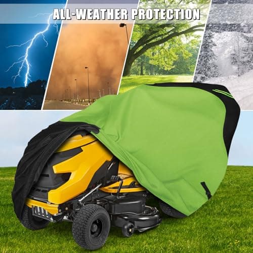 Riding Lawn Mower Cover with Bagger Attachment, Universal Fit Decks up to 62", 600D Oxford Cloth Riding Mower Cover with Windproof Buckle for Snow Rain Dust Hail Protection