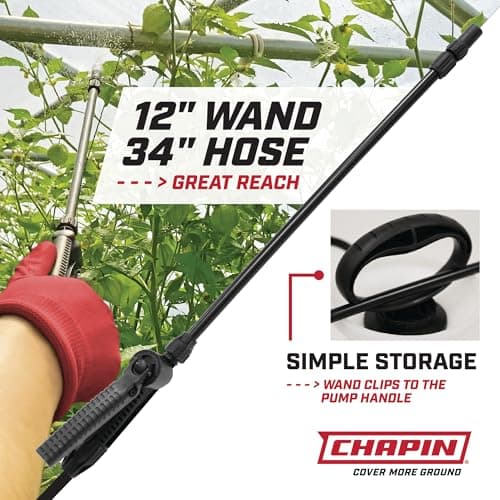 Chapin 20000 Made in USA 1 -Gallon Lawn and Garden Pump Pressured Sprayer, for Spraying Plants, Garden Watering, Weeds and Pests, Polypropylene, Translucent White