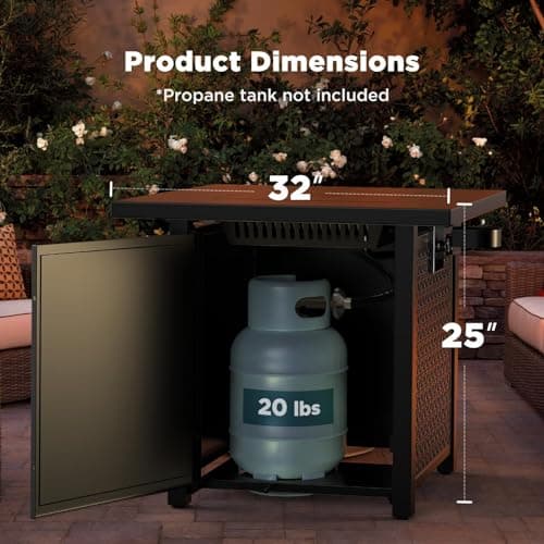Ciays Propane Fire Pits 32 Inch Outdoor Gas Fire Pit, 50,000 BTU Steel Fire Table with Lid and Lava Rock, Add Warmth and Ambience to Gatherings and Parties On Patio Deck Garden Backyard, Black