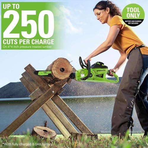 Greenworks 40V 18" Brushless Cordless Chainsaw (Great For Tree Felling, Limbing, Pruning, and Firewood / 75+ Compatible Tools), Tool Only