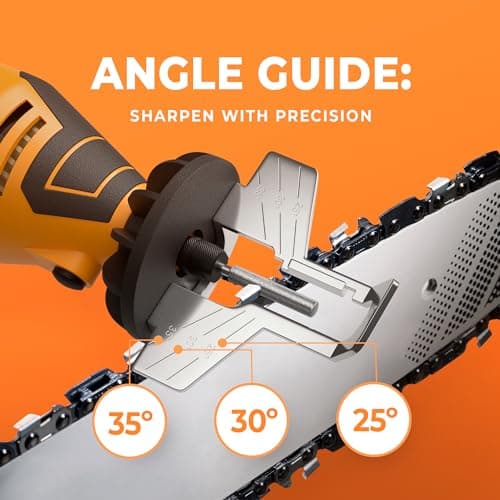Sharp Pebble Electric Chainsaw Sharpener Kit - Comes with Chain Saw Sharpener Tool, 4 File Size Diamond Sharpening Wheels, Angle Attachment, Wrench & eBook.