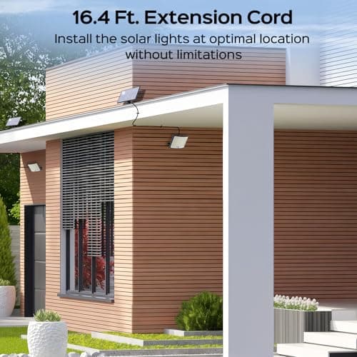Adiding Solar Outdoor Lights, 3500LM LED Flood Lights with 16.4 Ft Cable, Remote Control Solar Motion Sensor Lights with 3 Modes, Solar Powered Security Lights for Outside Patio, Yard, Garage, 2 Pack