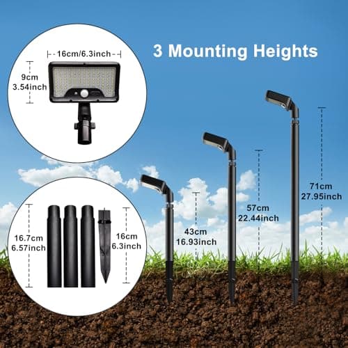Tryme Solar Lights Outdoor Pathway, 92 Led Bright Waterproof Walkway Lights with Adjustable Angle & 3 Motion Sensor Modes for Driveway, Sidewalk, Garden, Yard, Patio, Landscaping (2 Pack)