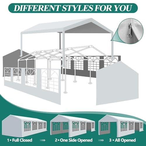 10' x 30' Canopy Party Tent & Carport - Heavy Duty Outdoor Wedding Gazebo with 4 Sand Bags, Event Shelter Canopy for Outdoor Event, Wedding, Birthday Party