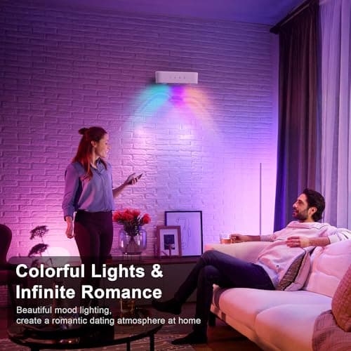 comzler Rechargeable Wall Sconces LED Wall Lights Wireless Battery Lamp for Bedroom, Touch and Remote Control, 3 Colors Wall-Light 360° Rotate Dimmable Brightness with 15 RGB Colors (1, White)