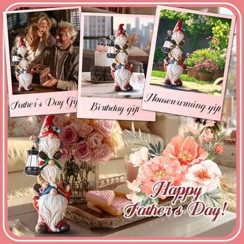 Garden Gnome Statue with Solar Lights Large Garden Sculptures Funny Triple Gnome Outdoor Patio Lawn Yard Balcony Garden Home Decor Gifts for Women Mom 12 in Fathers Day Gnome