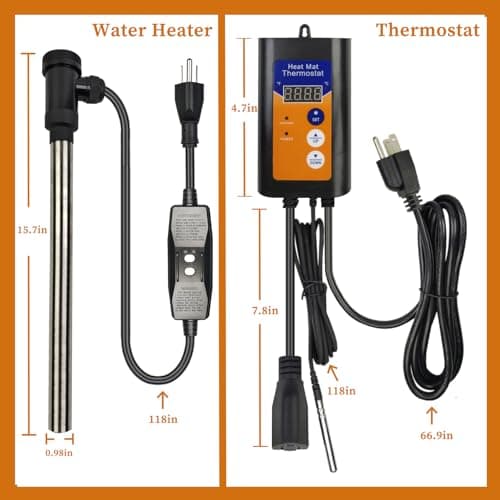 1500W Titanium Fully Submersible, Portable Electric Hot Tub immersion Water Heater with Thermostat, GFCI Leakage protection for pool, Bathtubs, Buckets, baptistry, Saltwater Most of Liquid
