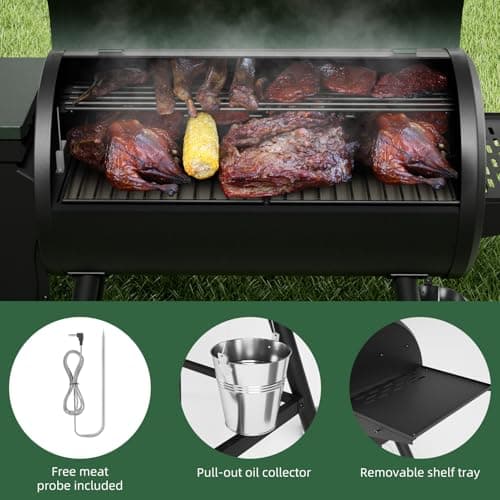 Grills HWPG-550B Electric Wood Pellet Smoker Grill, 565 SQ.IN Cook Area Pellet Grill with Auto Feed & PID Temperature Control (180-450°F), 8 in 1 BBQ Grill & Meat Probe for Backyard Outdoor