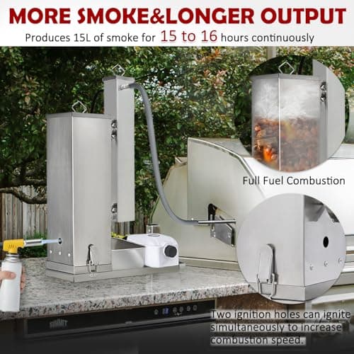 Cold Smoke Generator, 16 Hours Continuous Smoke, Stainless Steel Pellet Smoker Tube, Portable Electric Smoke Maker Outdoor Smoker Accessories for Meat Vegetables