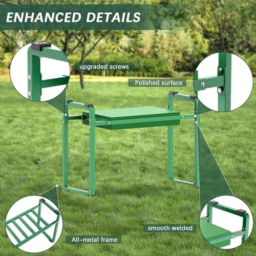 FLINTER Garden Kneeler and Seat, 10.2" Wider Heavy Duty Thick Gardening Bench for Kneeling and Seat - Multifunctional Kneeler Bench, Gardening Gifts for Women, Seniors Grandparents, Green