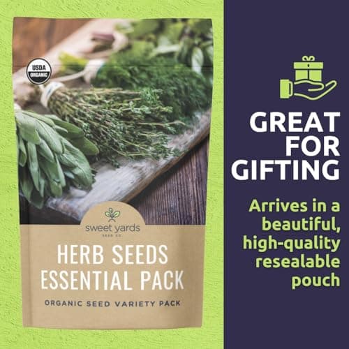 Organic Herb Seeds Variety Pack - 5 Individual Packs - 2025 Season - Basil, Oregano, Dill, Thyme & Parsley. for Indoor & Outdoor Planting (Non-GMO, Certified Organic)