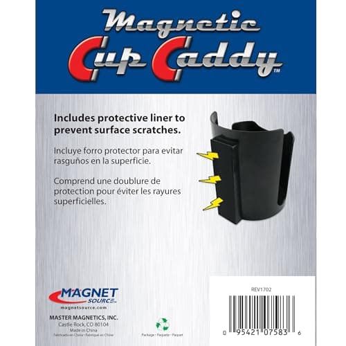 Master Magnetics Magnetic Cup Caddy - Keep Your Favorite Beverage at Hand, 3.3" Inner Diameter, 4.625" Height, Black, 7583