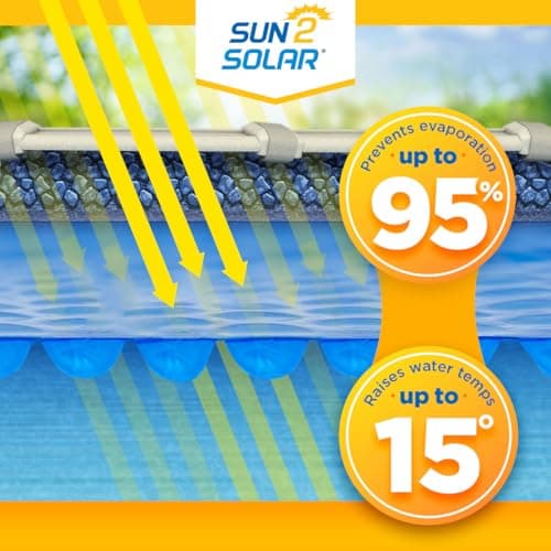Sun2Solar Blue 18 ft Round Pool Solar Cover | 800 Series | Heat Retaining Blanket for Above Ground & Inground Swimming Pools | Use The Sun's Natural Energy to Heat Pool | Bubble Heating Blankets
