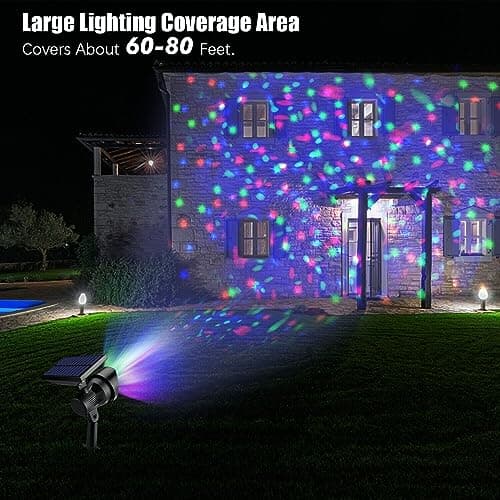 Colorful Solar Christmas RGB Star Projector Outdoor LED Xmas Moving Light Landscape Xmas Decor Lamp Christmas Moving Party Light