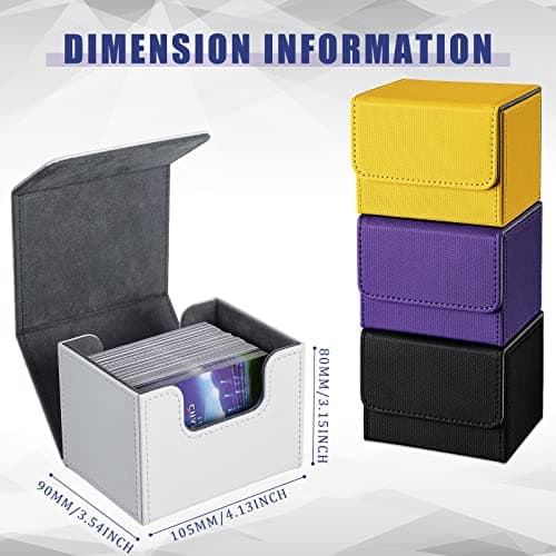Yookeer 4 Pieces Leather Deck Card Boxes Cards Deck Game Box for Collectible Playing Card Box Compatible with MTG Commander(Black, Purple, Yellow, White,Horizontal)