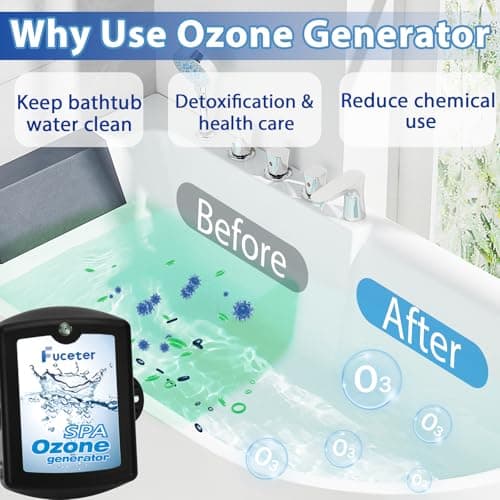 Spa Ozone Generator Kit with Venturi Injector, Ozone Generator for Hot Tub, Cold Plunge, 50mg/h Portable Ozone Generator Water, Universal: 110V / 240V (AMP-4 Plug)