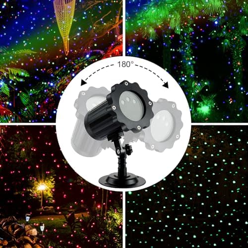 Laser Outdoor Moving RGB Christmas Projector Light - 3 Color Motion Firefly Decorative Lights Show for Halloween, Christmas, Holiday, Garden, Patio
