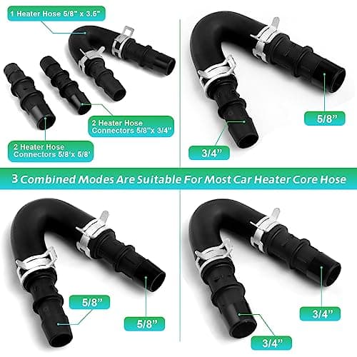 Engine Heater Core Bypass Kit with 5/8" 3/4" Hose,Compatible with GM Chevy Silverados Tahoes Yukons Honda Civic Ford Jeep,Replacement for 626-001,Universal Fit Most Common Leaking Failed Heater Core