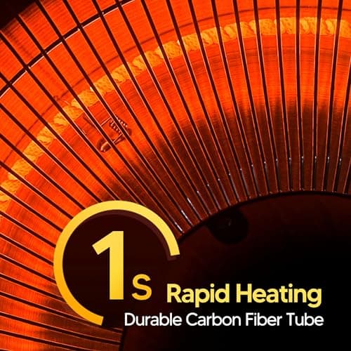 Outdoor Patio Heater, 1500W Electric Hanging Ceiling Mounted Heater for Balcony, Infrared Heater for Courtyard, Garage, Overheat Tip-Over Protection, Waterproof, Adjustable Height, Black