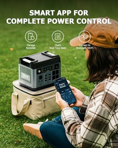 OUKITEL P2001 Plus 2400W Power Station with 200W Solar Panel, 2048Wh Solar Generator with 4 AC Outlets (5000W Peak), 1.5H Full Charging, APP Control Battery Backup for Home, Camping & RVs