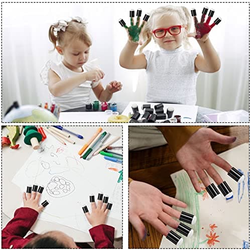 20 Pieces Finger Daubers, Sponge Finger Daubers with Soft Sponge Head Convenient Washable DIY Ink Daubers for Stenciling Painting Ink Crafts Card Making Scrapbook, Black