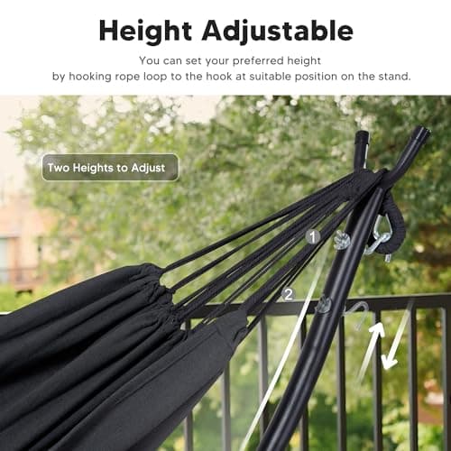 SUNCREAT Hammocks Standing Patio Hammock, Portable Hammock with Stand Foldable, Dark Gray