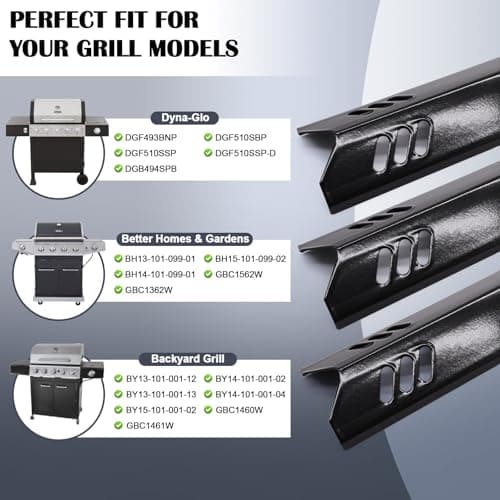 Grill Grease Tray Replacement Parts for Dyna Glo DGF493BNP, DGF510SBP, Backyard Grill BY13-101-001-12, BY14-101-001-02 and BHG Grill Parts, Adjustable 24''-30'' Gas Grill Drip Pan, Heat Plate Shields.