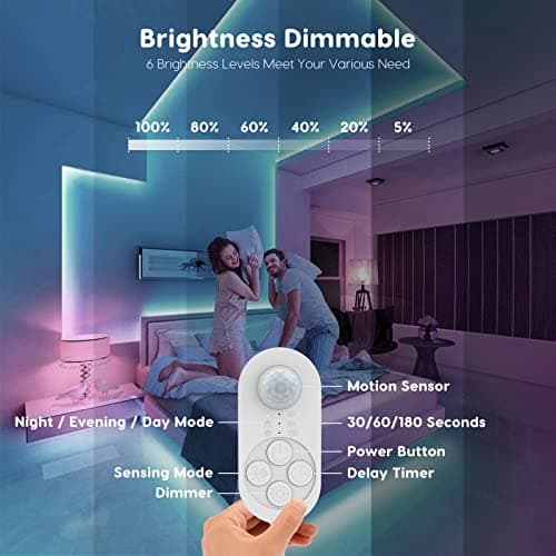 Dual Motion Sensor Light Indoor - Plug-in Motion Activated LED Stair Light Strip Step Light with Double Sensors, Dimmer And Timer for Stairway, Bedroom, Corridor (Warm White 3000K 16.4FT Light Strip)