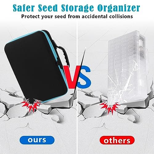 60 Slots Seed Storage Organizer with 20 Seed Envelopes, Sturdy Seed Organizer Storage Box with Zipper Bag Label Stickers(Seeds not Included), Seed Storage Container for Flower Plants Garden
