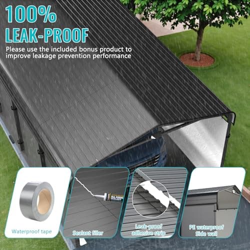Metal Carport,Car Ports 20x20 Heavy Duty Metal for Snow,Car Tent Garage with Galvanized Metal Roof,Outdoor Two Car Carport All Weather with 2 PE Sidewalls
