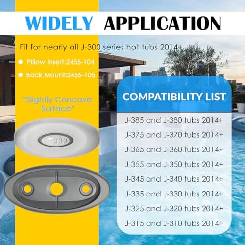 2472-824 Spa Oval Pillow Insert + Back Mount with LED Compatible Insert Fit for 2014+ Jacuzzi J-300 Series hot tubs (4-Pack)