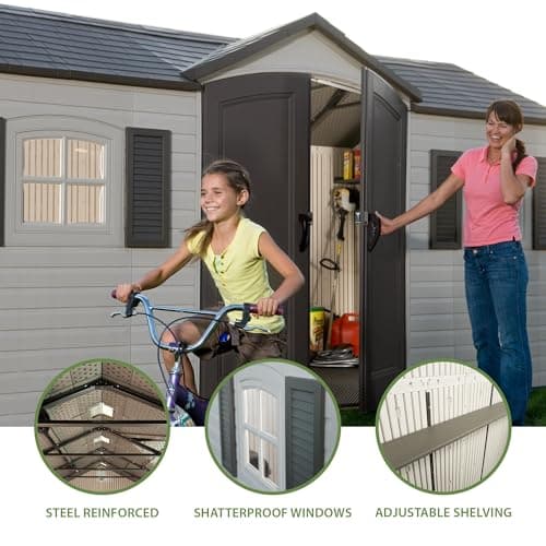Lifetime 6446 Outdoor Storage Shed, 8 x 15 Foot, Desert Sand