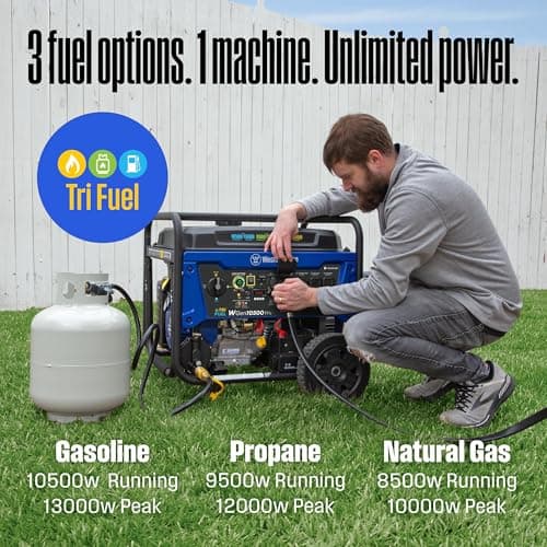 Westinghouse 13500 Peak Watt Tri-Fuel Home Backup Portable Generator, Remote Electric Start, Transfer Switch Ready, Gas, Propane, and Natural Gas Powered