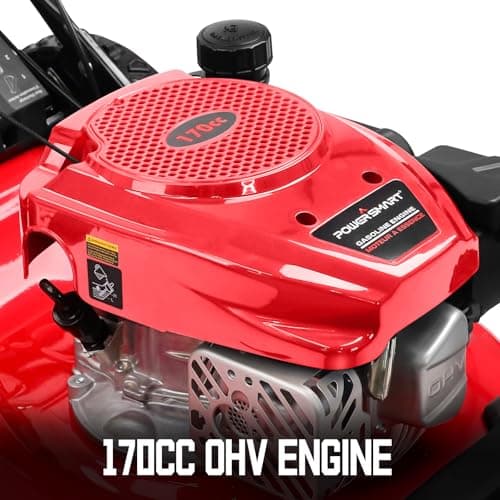 PowerSmart Self Propelled Gas Lawn Mower, 22 in. with 170cc OHV Engine, 3-in-1 Rear-Wheel-Drive High Wheels, Red