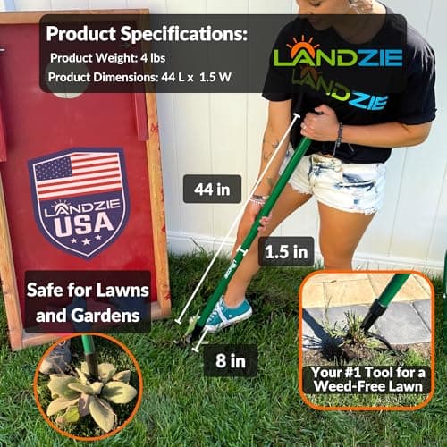 Landzie Weeder Weed Puller Tool, 44 Inch Steel Stand Up Weed Puller with Long Handle, Manual Weeders Weed Remover Tool Stand Up Heavy Duty Weed Picker and Weed Digger Garden Lawn Weed Tool