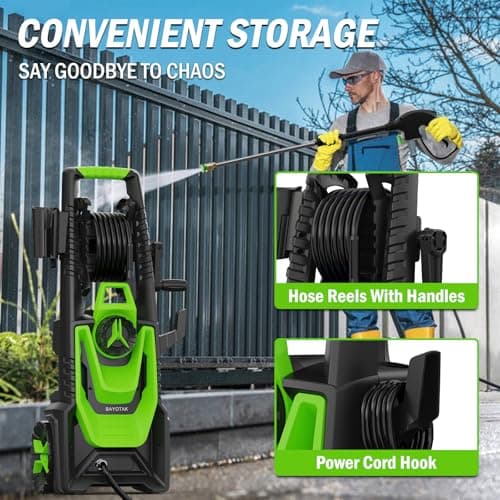 Electric Pressure Washer, 5000 PSI 3.2 GPM Power Washer with Foam Cannon, High Pressure Cleaning Machine with 35 FT Power Cord and 20 FT Hose, Hose Reel, 4 Connect Nozzles for Car/Patio/Fence