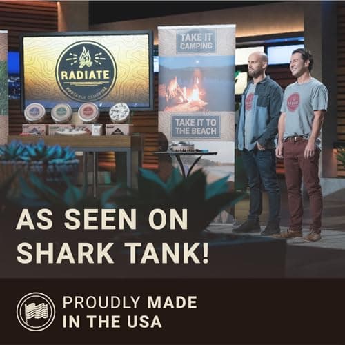 Radiate 2 Pack XL 8" Portable Campfire As Seen On Shark Tank - Up to 5 Hours of Burn Time, Reusable Travel Fire Pit for Camping, Patios and Beach Days - Great Alternative to a Real Fire - Made in USA
