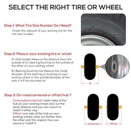 (2 Pack) WEIZE 15x6.00-6 Tire and Wheel Assembly, Replacement Riding Lawn Mower Front Tires, Compatible with Craftsman Riding Lawn Mowers, 3" centered Hub, 3/4" Bushing