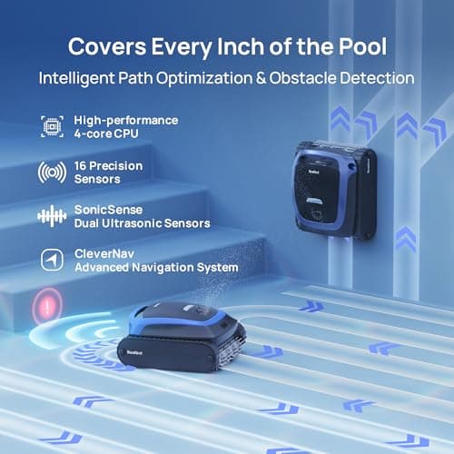 (2025 Upgrade) Beatbot AquaSense 2 Cordless Robotic Pool Vacuum Cleaner, Smart Surface Parking, Double-Pass Waterline Scrubbing, Cleans Floor, Walls and Waterline, Light Blue