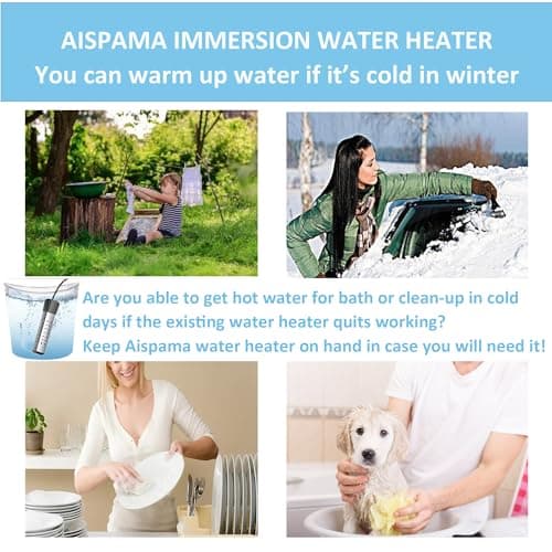 Immersion Water Heater,Pool Heater for Inflatable Pool, Portable Hot Tub Heater with Stainless Steel Protection Guard and LCD Digital Thermometer,Heat Water Fast in Small Pool,Bucket and Bathtub.