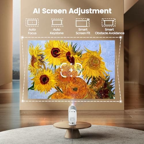 [AI Auto Focus/Dolby Audio] Projector with WiFi6 and 2-Way Bluetooth, 20W Speakers, 1080P Home Theater Movie Proyector, Fully Sealed Projector w/ HDMI ARC, iWIMIUS for Indoor&Outdoor (White, Standard)