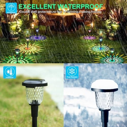 Solar Outdoor Lights,6 Pack Dream Dynamic Solar Pathway Lights,Waterproof Color Changing Solar Walkway Lights Maintain 10 Hours of Lighting for Garden, Landscape, Path, Yard, Patio, Driveway