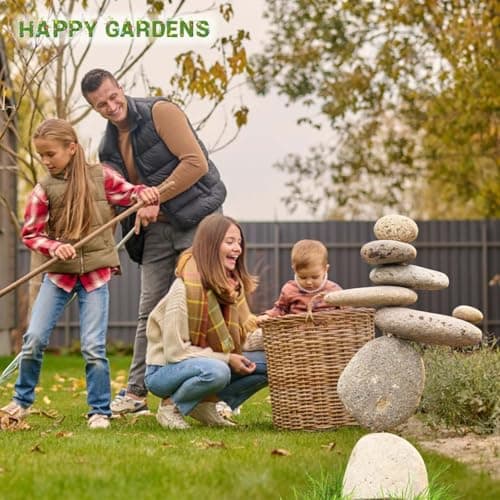 Happy Gardens Zen Stacked Rocks Sculpture | Cairn Statue Balancing Rock Stone Decor for Japanese Garden | Stacking Pebbles
