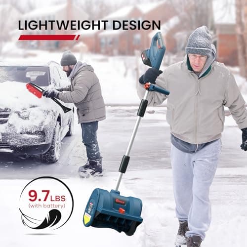 Eletric Snow Shovel, 20V | 12-Inch | 4-Ah Cordless Snow Blower, Battery Powered Snow Blower with Directional Plate & Adjustable Front Handle (4-Ah Battery & Quick Charger Included)