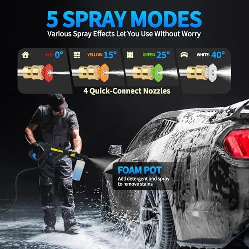 Electric Pressure Washer 4800 PSI 3.5 GPM, 2000W High Pressure Power Washer with 4 Nozzles & Foam Cannon, Portable Cleaner for Car, Driveway, Patio, Fence, Outdoor Cleaning