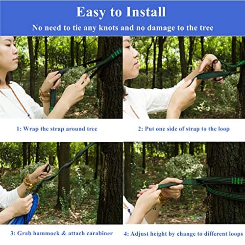 Camping Hammock Double & Single Portable Hammocks Ultralight Nylon Parachute Hammocks with 2 Tree Straps for Backpacking, Travel, Beach, Backyard, Camping, Hiking (Medium, Camouflage)