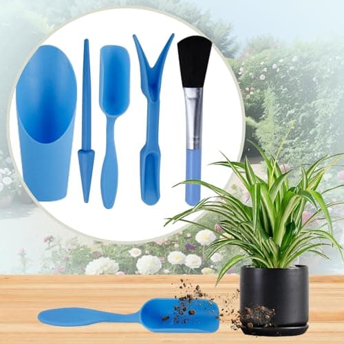 5 Pcs Mini Garden Tool Set Hand Tools Succulent Tools Transplanting Tools Set Succulent Care Plastic Kit Bonsai Potting Soil Indoor for Succulent Miniature Plant Gardening for Flower Planting