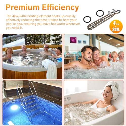 4KW 240V Universal Titanium Hot Tub Heating Element Replacement for Balboa Spa Heater Element, Flo-Thru Hot Tub Heater Element for Spa Electric Heaters and Swimming Pools