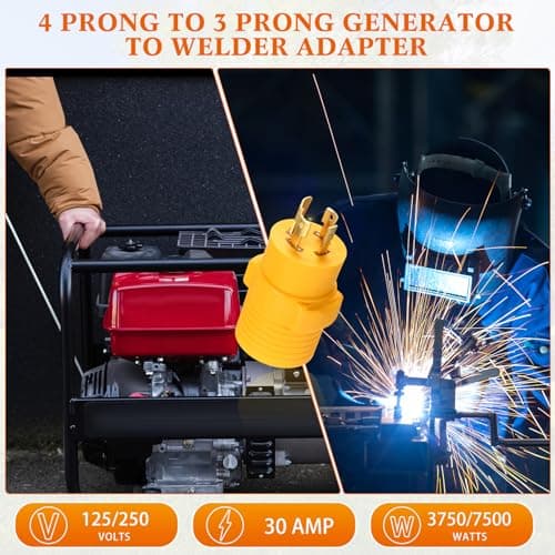 Kanayu Generator to Welder Adapter Compatible with Nema L14-30p to 6-50r 30 Amp 4 Prong Lock Male Plug to 3 Prong Female Receptacle Adapter Dryer Ev Charger Power Cord Connector 250v(Yellow)